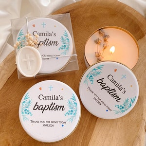 Baptism Scented Candle Favors, Baptism Candle Favors With Tin Box, Baptism Candle Boy and Girl, Candle Christening Favors, Communion Favors