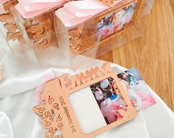 Butterfly Photo Frame Magnet Favors, Custom 1st Birthday, Party Decor