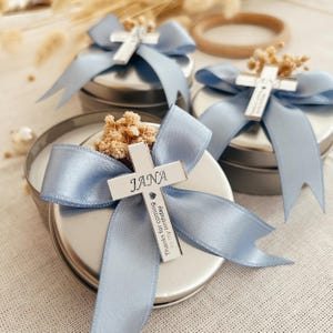 Baptism Scented Candle Favors, Baptism Candle Favors With Tin Box, Baptism Candle Boy and Girl, Candle Christening Favors, Communion Favors