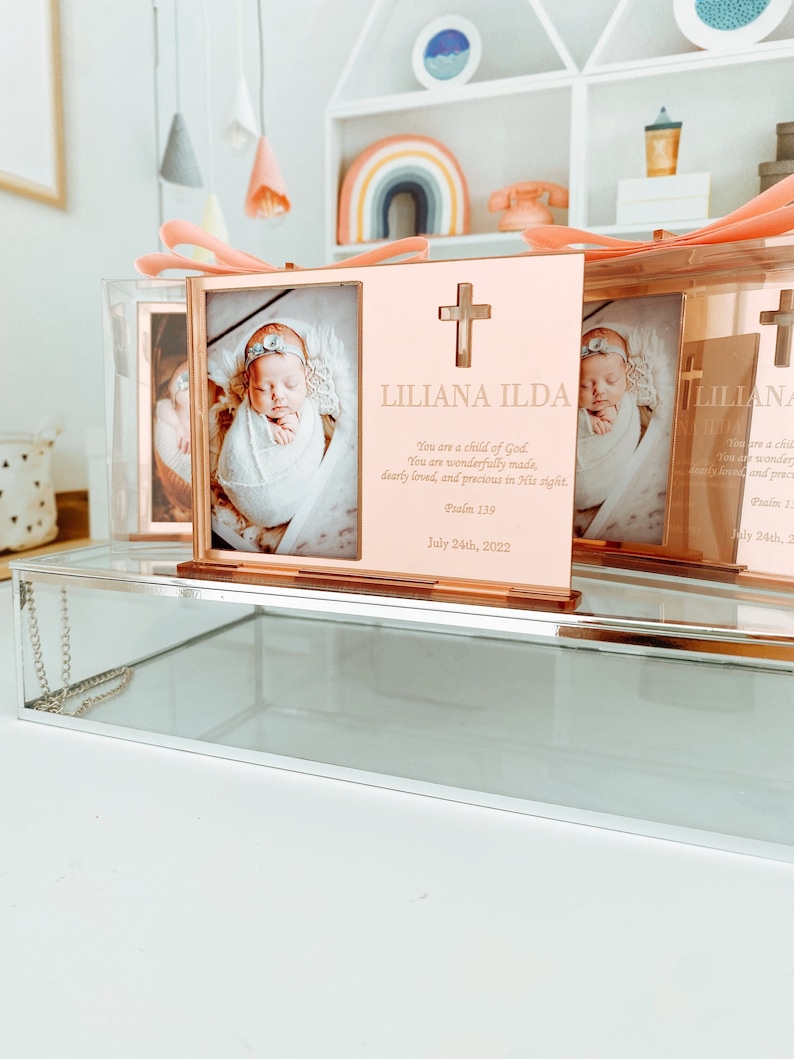 Rose Baptism Favors Personalized Baptism Frame Favor First Etsy