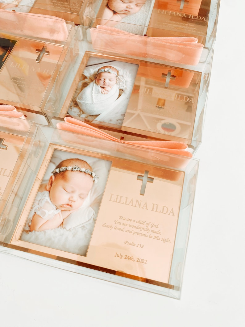 Rose Baptism Favors Personalized Baptism Frame Favor First Etsy