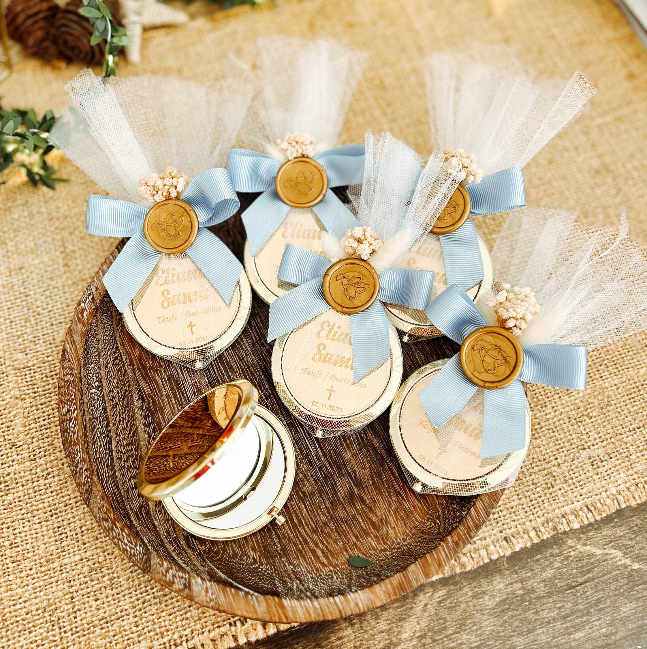 Baptism Favors Boy & Girl, Rose Gold Compact Mirror, Christening Favors ...