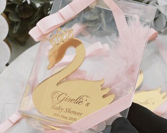 Personalized Swan Magnet Favors, Swan Baby Shower, Quinceanera