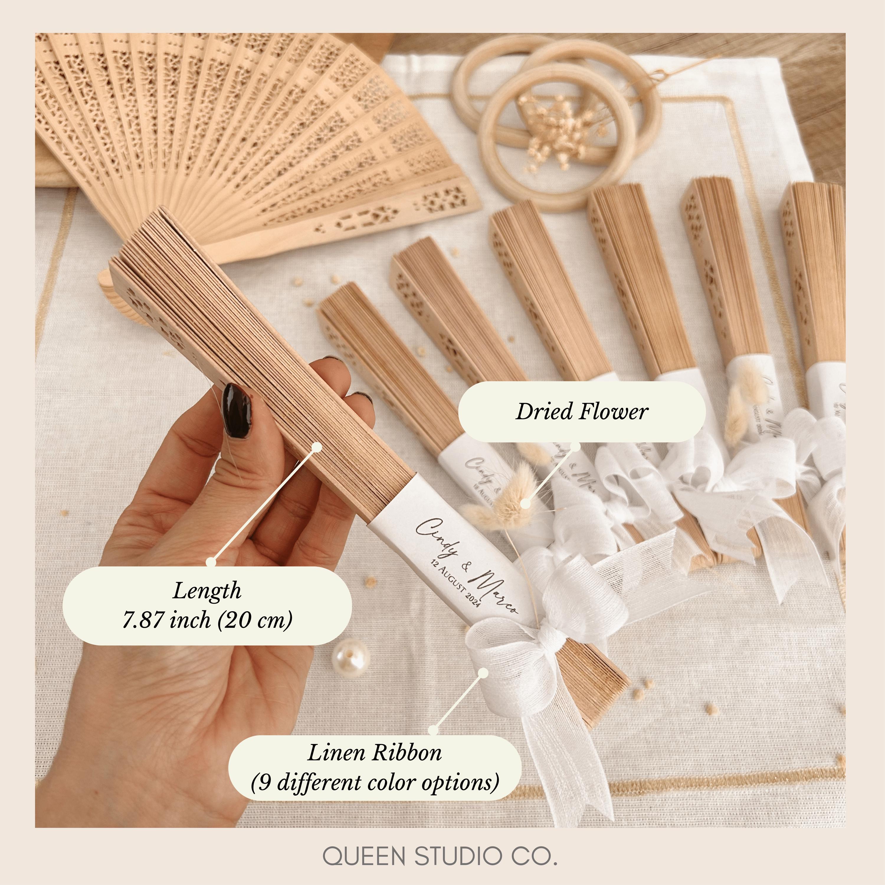 Sandalwood Fan With Ribbon Design, Summer Party Favor, Folding Hand Fan ...