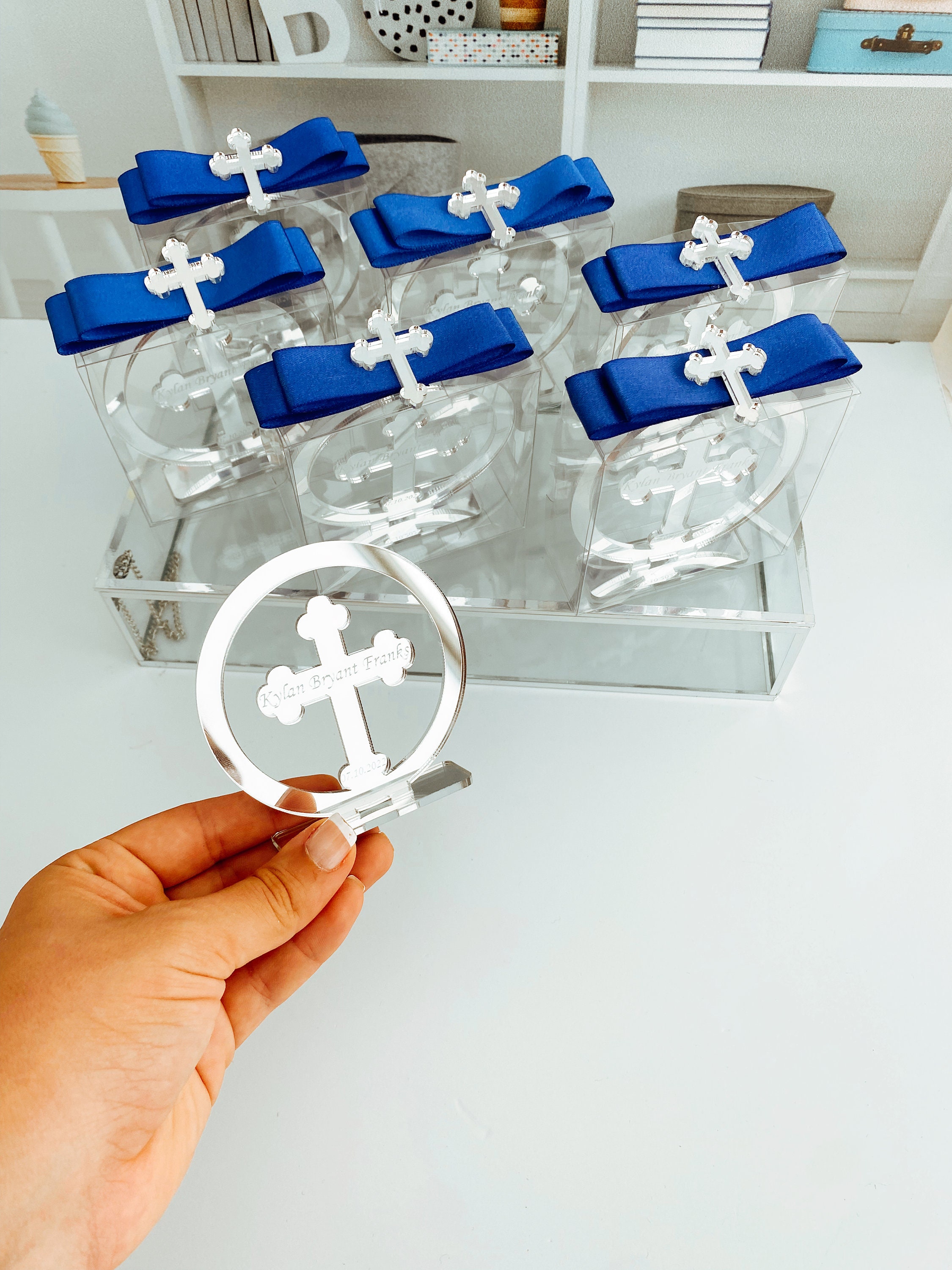 Baptism Favors With Stand, Baptism Decorations, Christening Favor, Communion Favors, Recuerdos de Bautizo, Personalized Cross Baptism