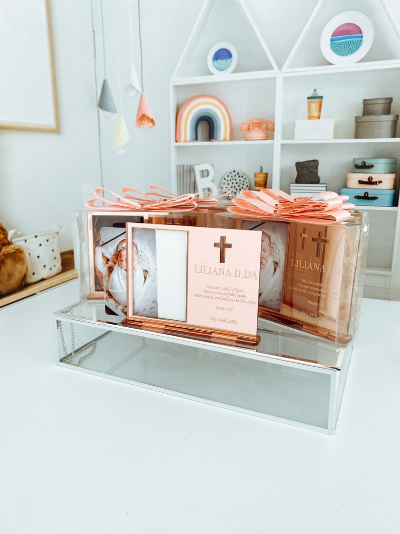Rose Baptism Favors Personalized Baptism Frame Favor First Etsy