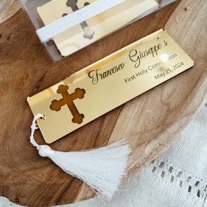 Baptism Bookmark, Gold Cross Baptism Prayer Card, Thank You Gift Baby Christening, Baptism Invitations, Baptism Favors, Baptism Souvenir image 5