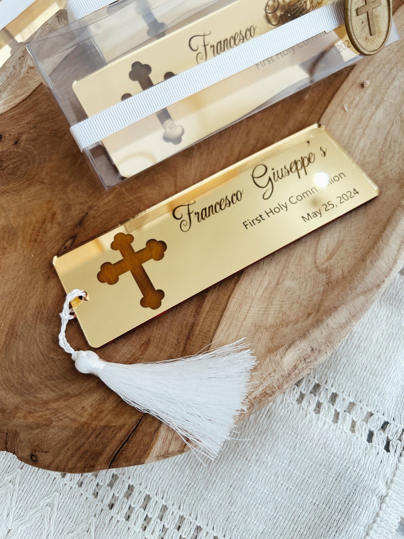 Baptism Bookmark, Gold Cross Baptism Prayer Card, Thank You Gift Baby Christening, Baptism Invitations, Baptism Favors, Baptism Souvenir image 5