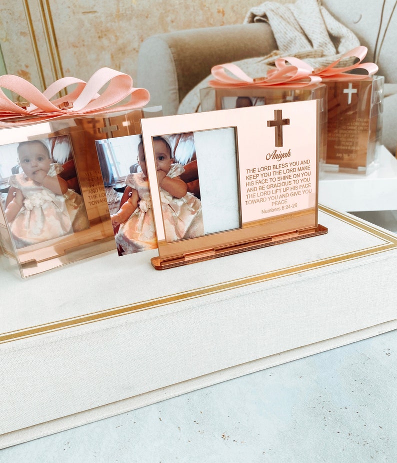 Rose Baptism Favors Personalized Baptism Frame Favor First Etsy