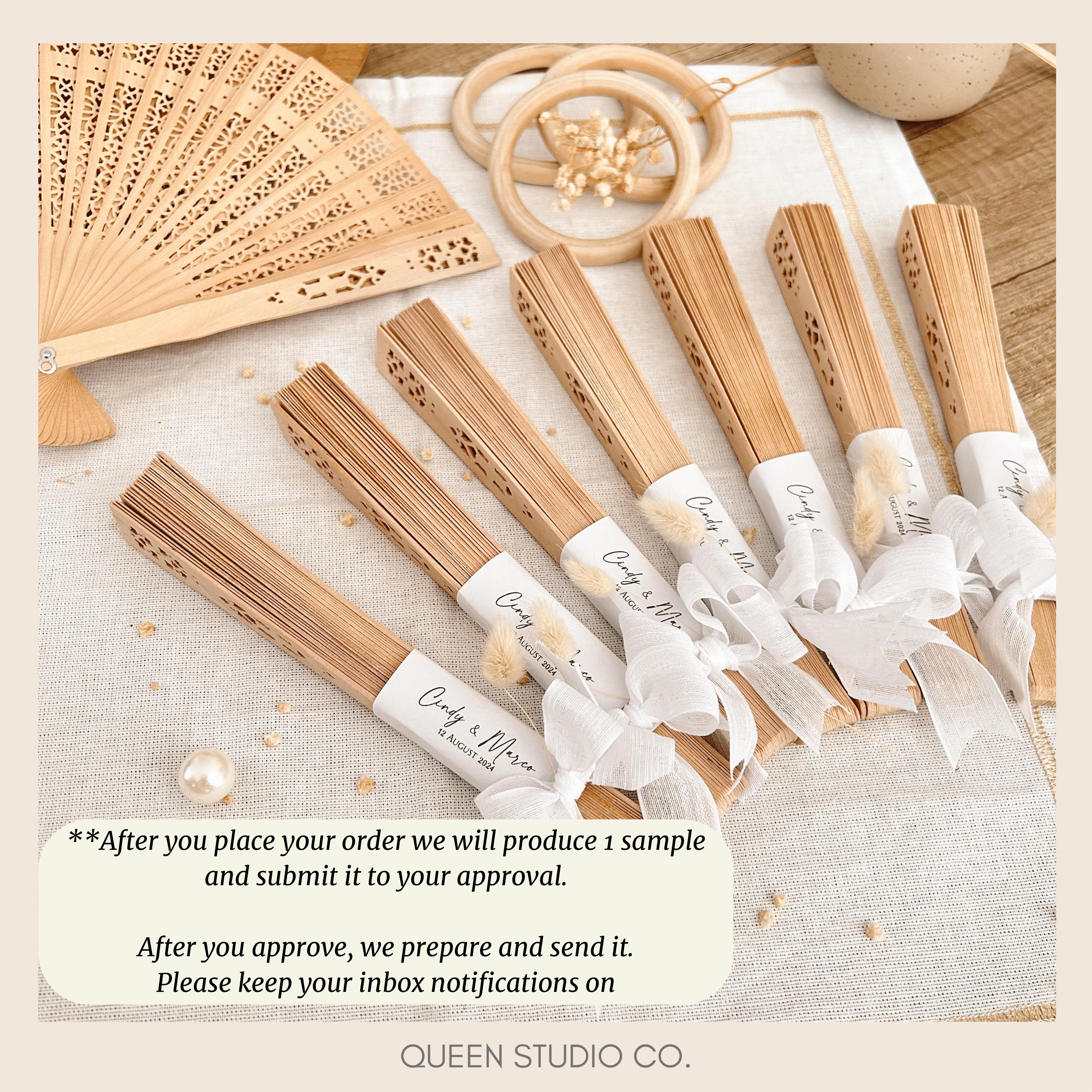 Sandalwood Fan With Ribbon Design, Summer Party Favor, Folding Hand Fan ...