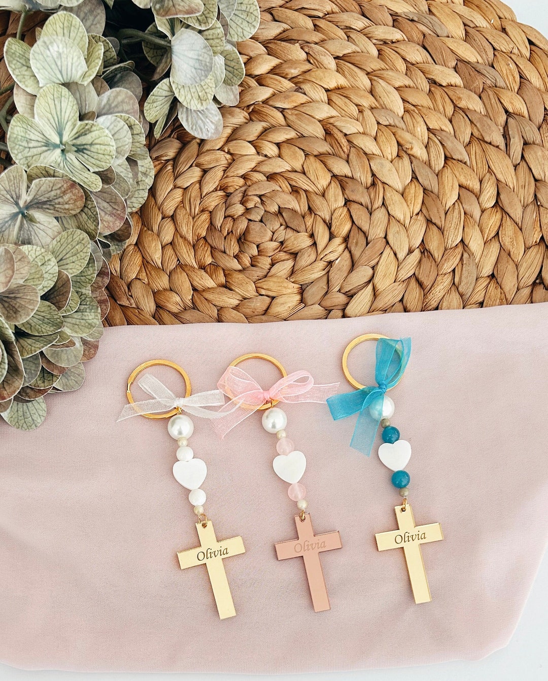 Baptism Keychain Favor Personalized Name Keychain Cross Etsy Australia