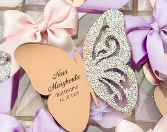 Recuerdo magnético de mariposa con purpurina: regalo personalizado de mariposa acrílica para baby shower, recuerdo de fiesta personalizado