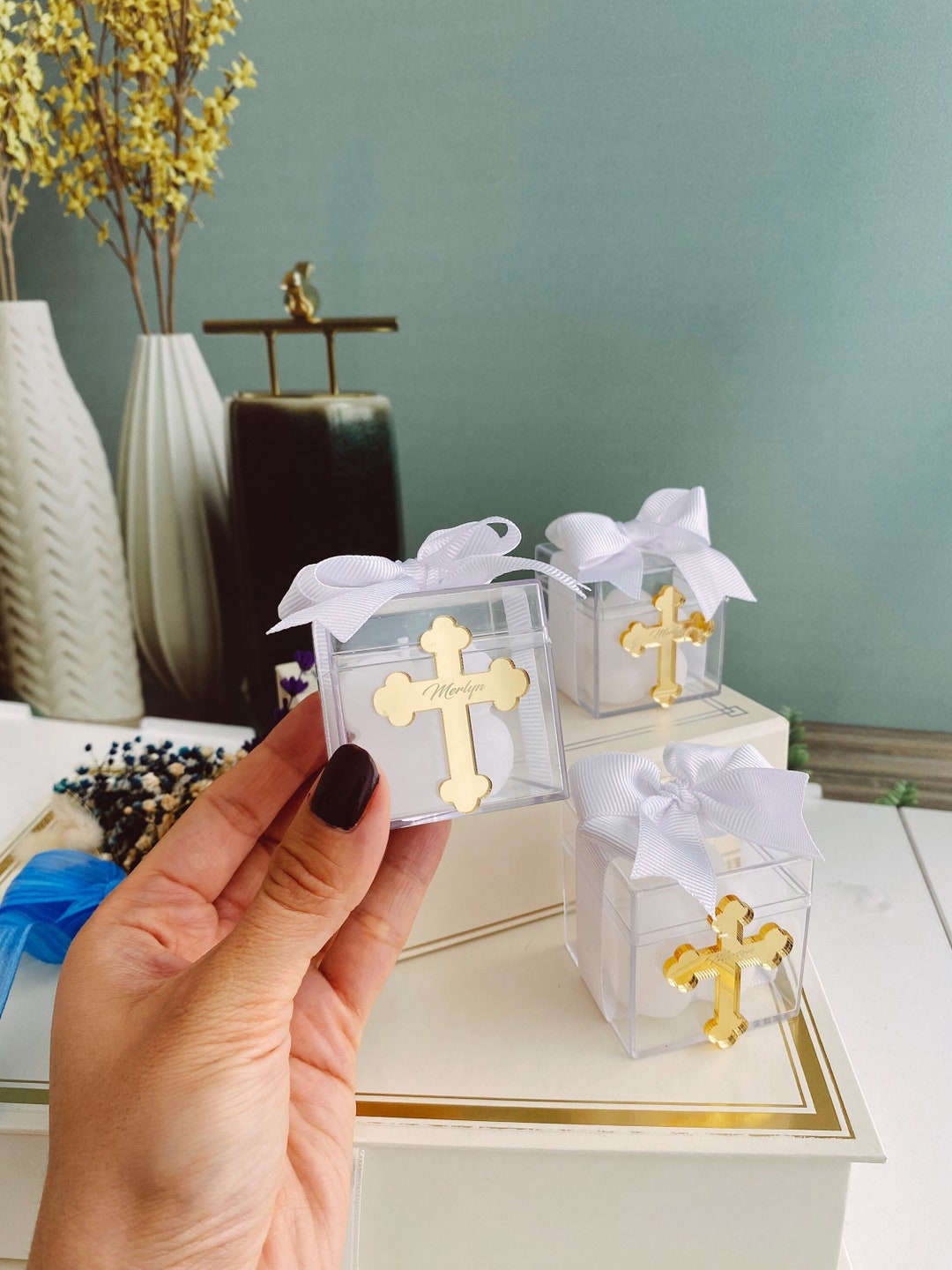 Baptism Candle Favor Baptism Favors Christening Favors Etsy