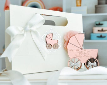 Rose Mirror Baby Stroller Magnet Favors, Baby Carriage Magnets, Baby Carriage Welcoming Favors, Baby Shower Favors, Gender Reveal Party Gift