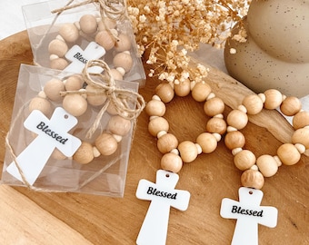 Personalized Wooden Rosary Favors, Communion Bomboniere