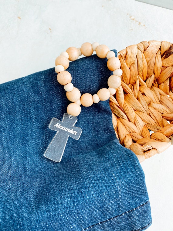 Personalized Mini Rosary Favors, Wooden Rosary Favors, Baptism