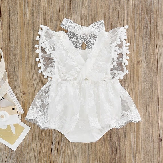 Baby Girl White Romper Baby Girl Photo Shoot Princess Baby Etsy