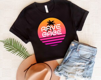 Rave Babe Palm Tree Tee, Palm Tree Tee, Raver Tee, Raver Outfit, Womens Rave Tee