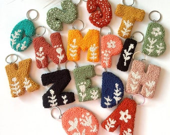 Personalized Letter Keycahins With Punch Embroidery, Two-sided Hand Embroidery, Handmade Tufted Gift, Bag Charm, Wholesale Order Gifts