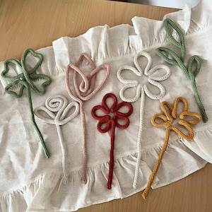 Handmade Knitted Wire Flowers and Leaves | Wall Decorations, Vase Decor | Embroidered Flower Arrangement | Unique Home Decor | Nursery Decor