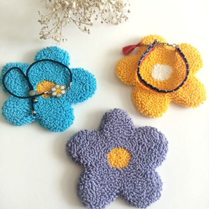 Set of 3 Coasters, Daisy Coaster Set, Colorful Mug Rug, Flower Coasters, Punch Needle Coasters, Handmade with Love image 6