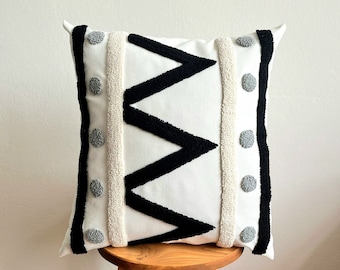 Handmade Punch Needle Pillow Cover, Decorative Home Decor, Geometric Throw Pillowcase, Boho Pillow Covers, Housewarming Gifts