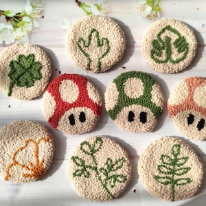2er Set Punch Needle Motiv: Pilzstickerei