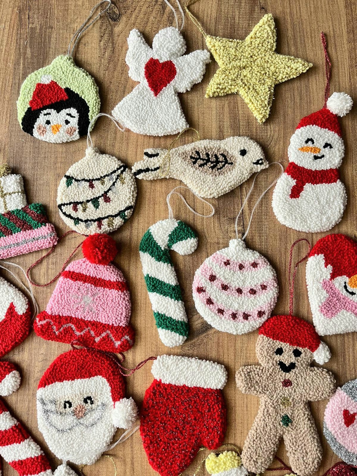 Handmade Punch Needle Christmas Ornaments: Embroidered Holiday Decor - Etsy