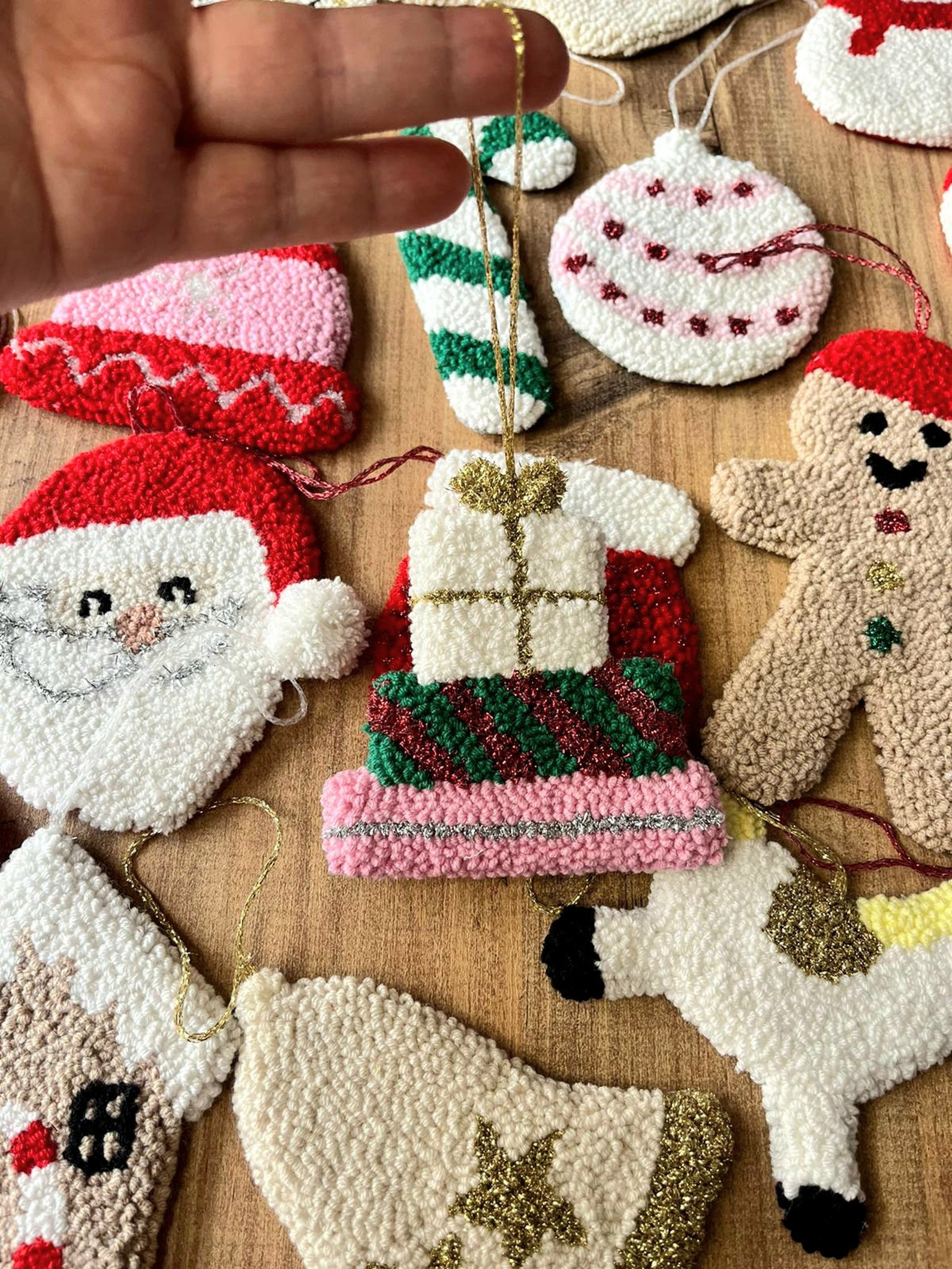 Handmade Punch Needle Christmas Ornaments: Embroidered Holiday Decor - Etsy
