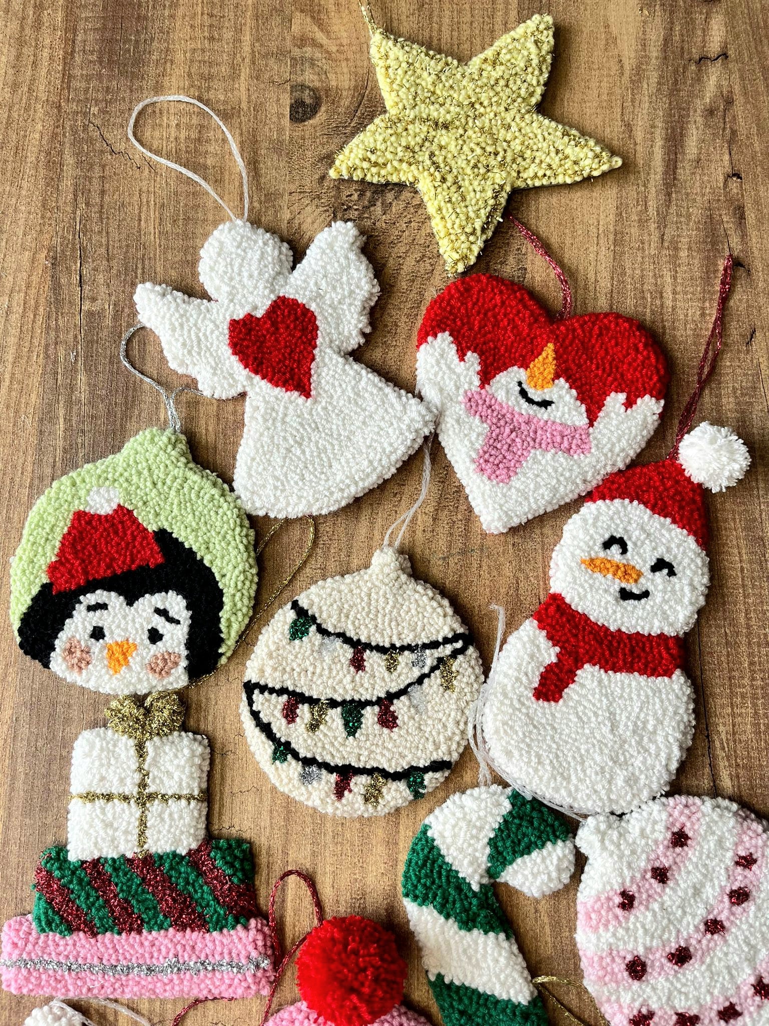 Handmade Punch Needle Christmas Ornaments: Embroidered Holiday Decor - Etsy