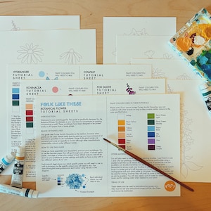 Botanical Gouache Painting Workbook Download: How to paint Florals in Gouache | Gouache Hydrangea | Gouache Flower Tutorial | Gouache PDF