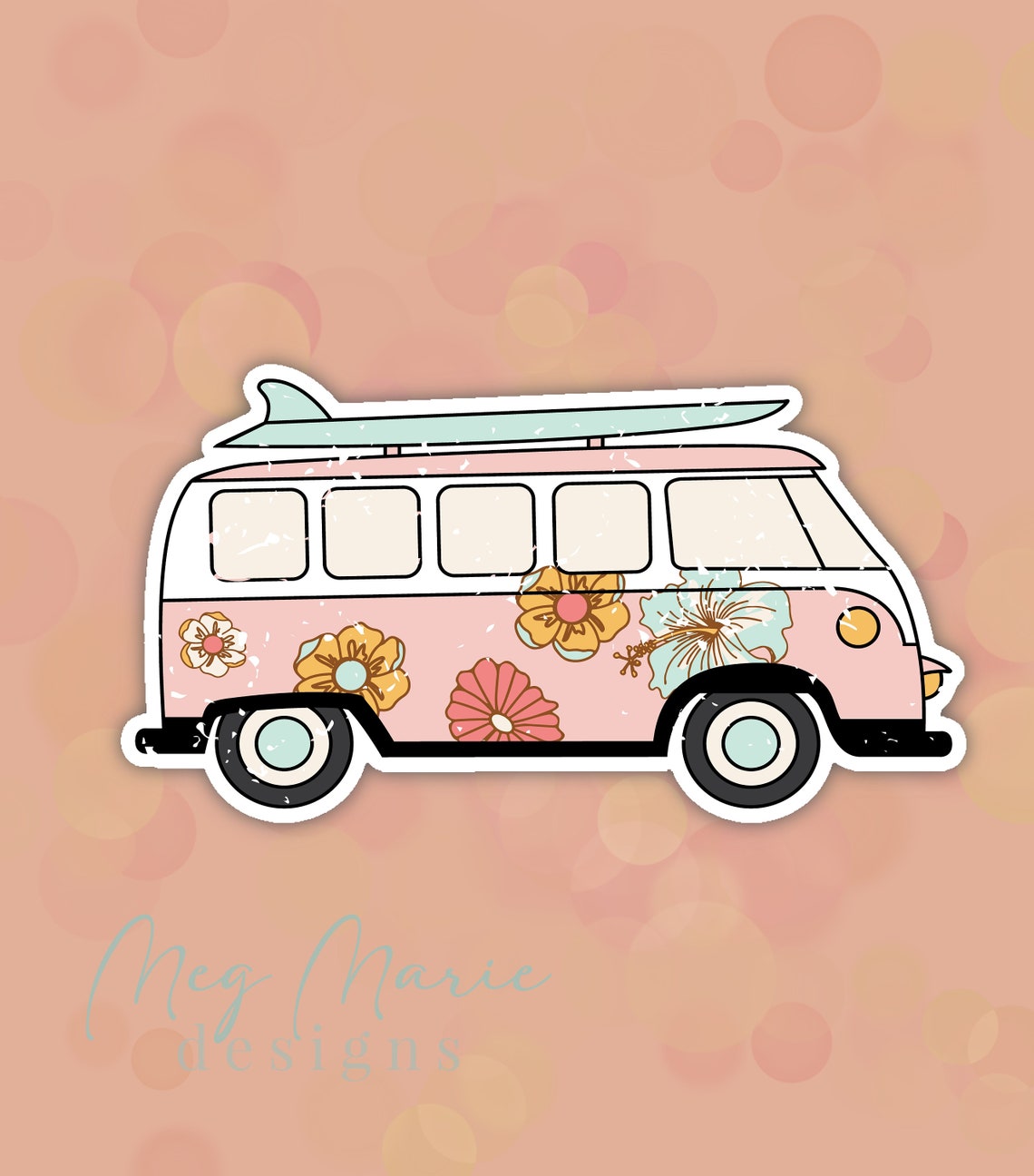 VW Van Sticker Floral Van Sticker Van Life Sticker Beach | Etsy