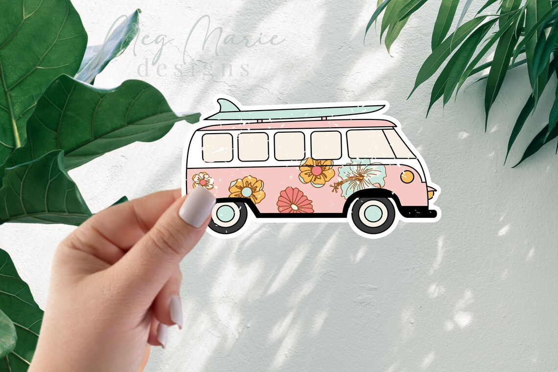 VW Van Sticker Floral Van Sticker Van Life Sticker Beach | Etsy