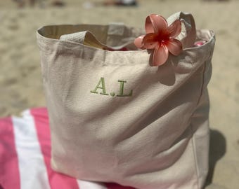 Personalised Cotton Canvas Tote Bag | Embroidered Initials | Everyday, Bridesmaid & Bride Gift