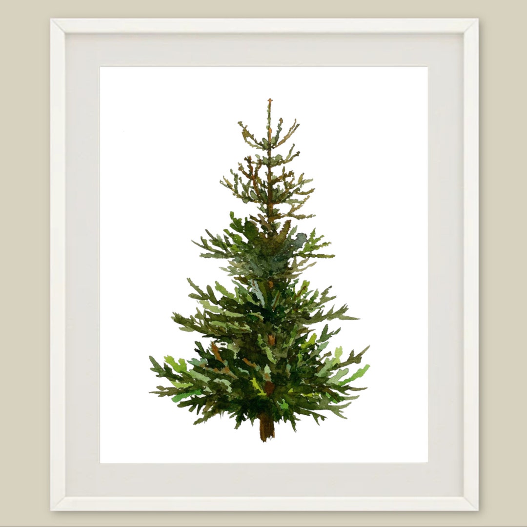 Pine Tree Painting Evergreen Tree Art Print Pine Tree Wall Art Forest Poster Watercolor Painting