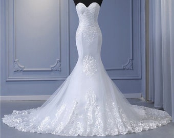 Vintage Wedding dresses, Wedding gown with trail, Strapless Wedding Gowns, Custom bridal dress, Beautiful bridal robe