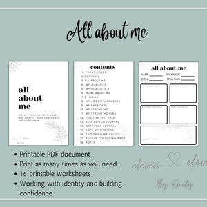 All About Me - 16 Therapy Worksheets - PDF Printable
