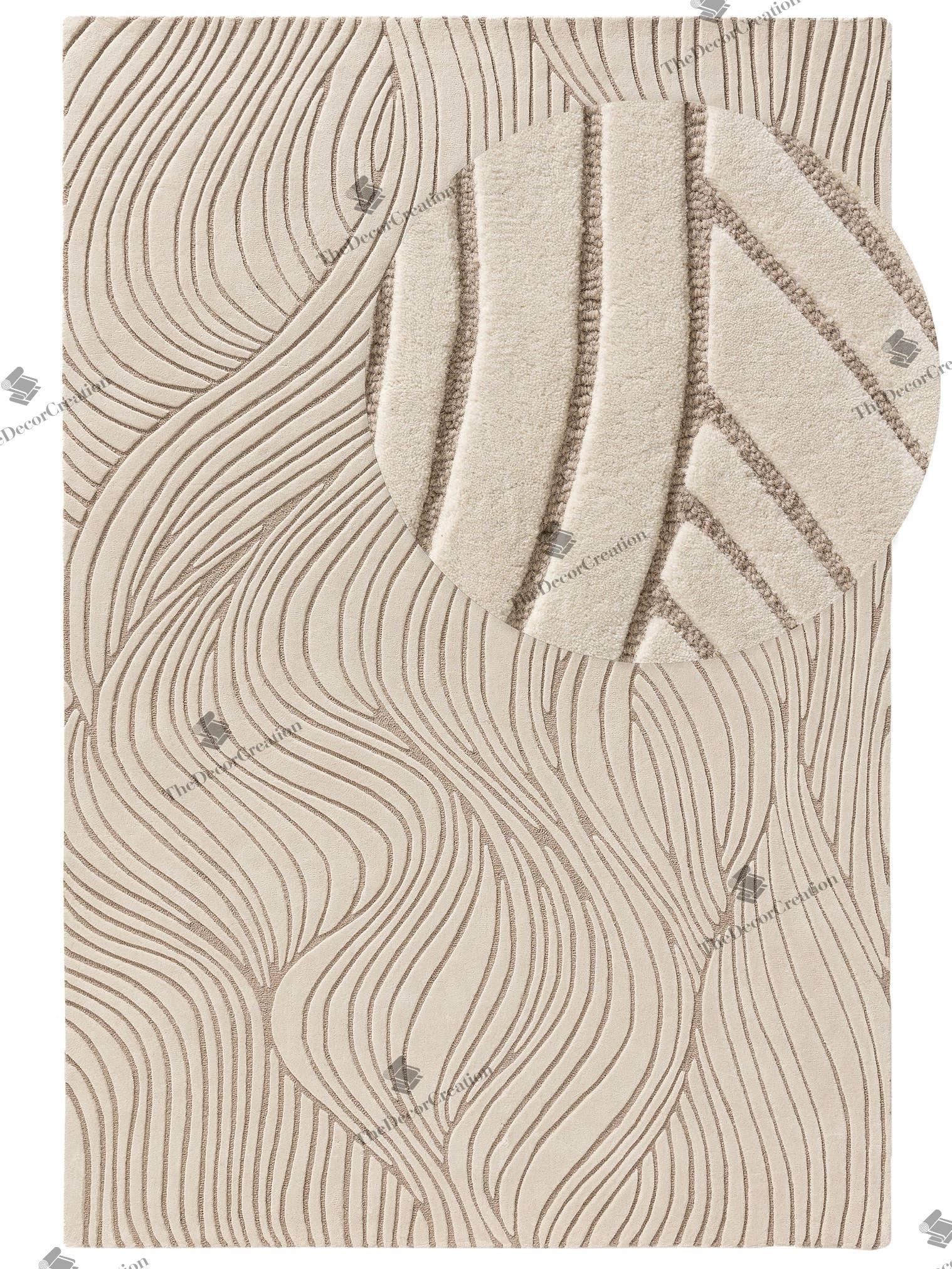 Flowing Line & Stripes Beige Modern Geometric Design Minimalist ...