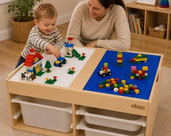 Karnage Wooden Play Table – LEGO-Compatible, Rotating Panels, Storage (All-in-One Activity Station)
