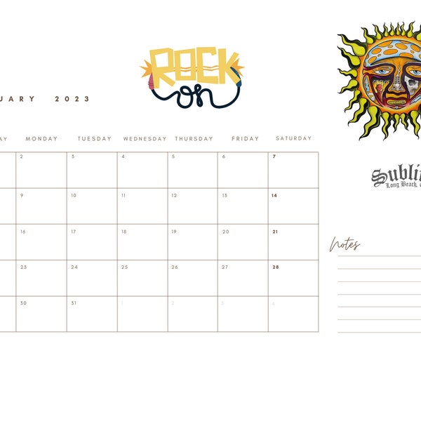 Rock Roll Calendar Etsy