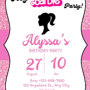 Doll party invitations