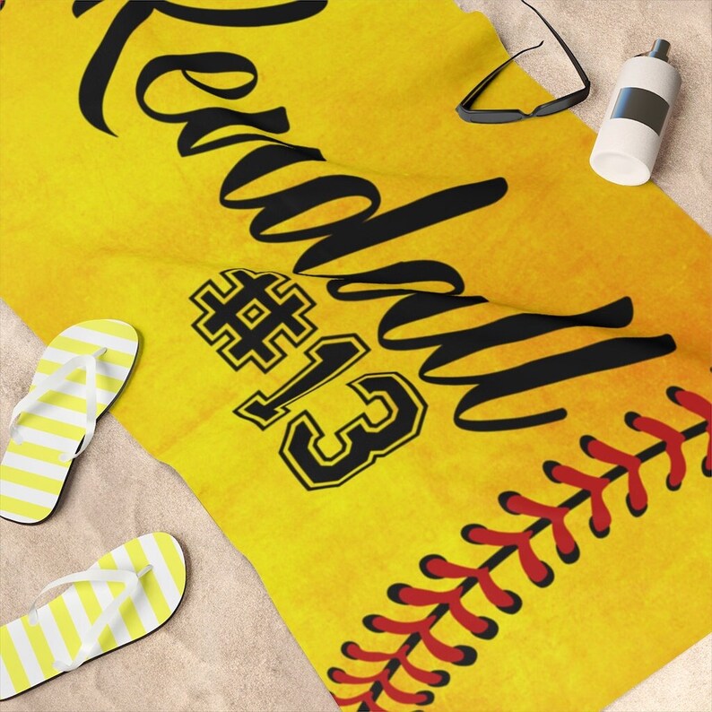 Personalized Softball Beach Towel Rally Towel Softball Gift Etsy