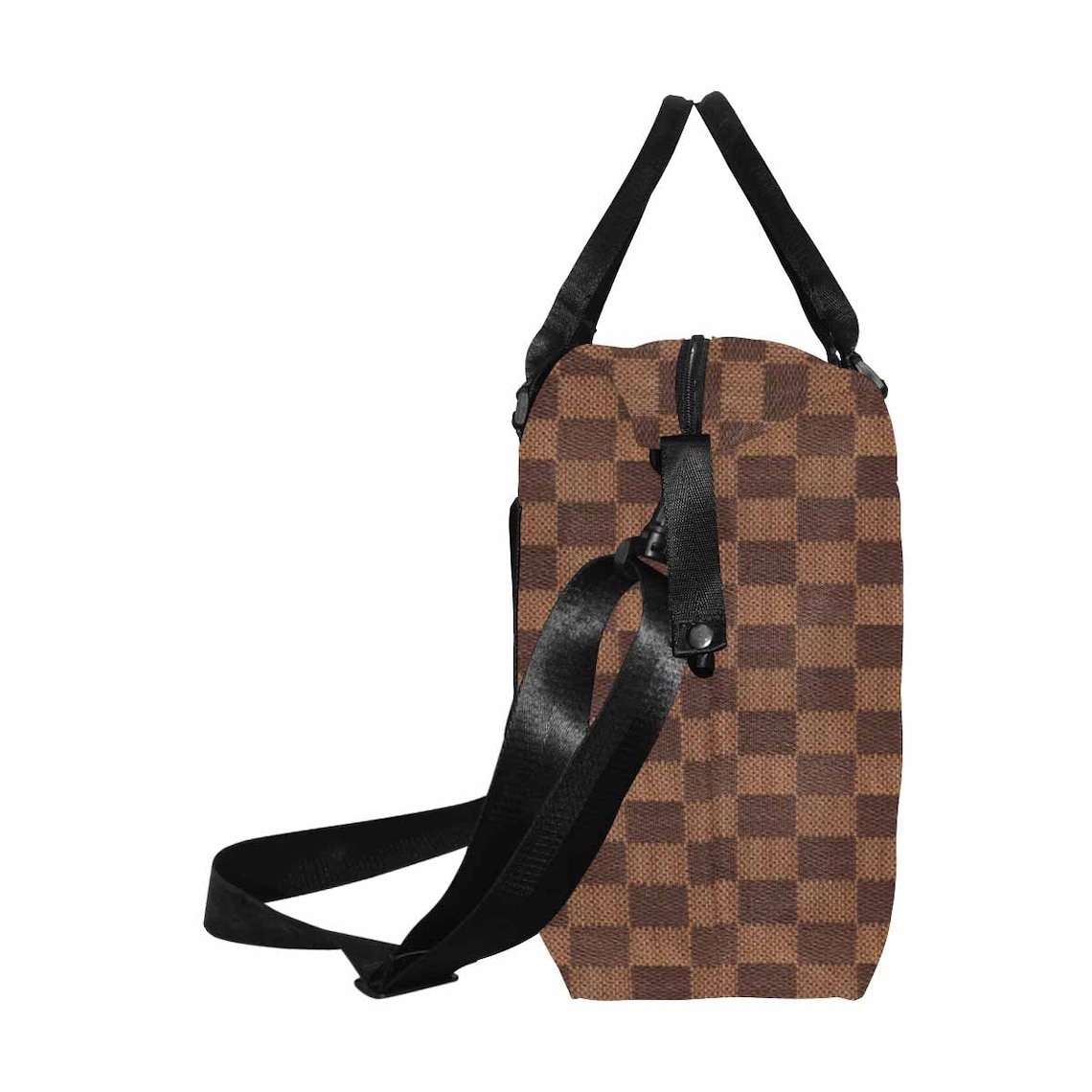 Brown Checkered Large Capacity Duffle Bag Weekender Bag Etsy