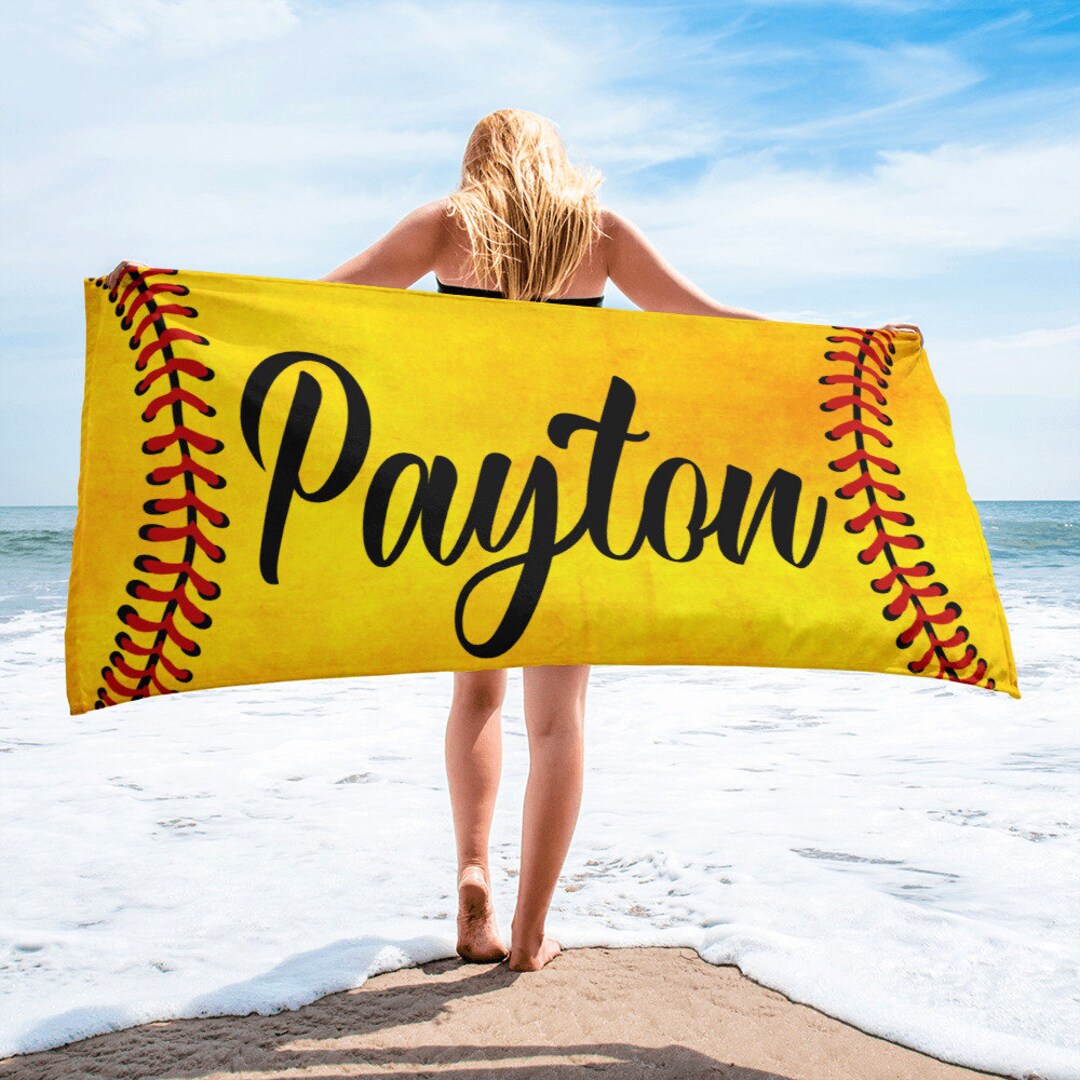 Personalized Softball Beach Towel, Rally Towel, Softball Gift, Softball