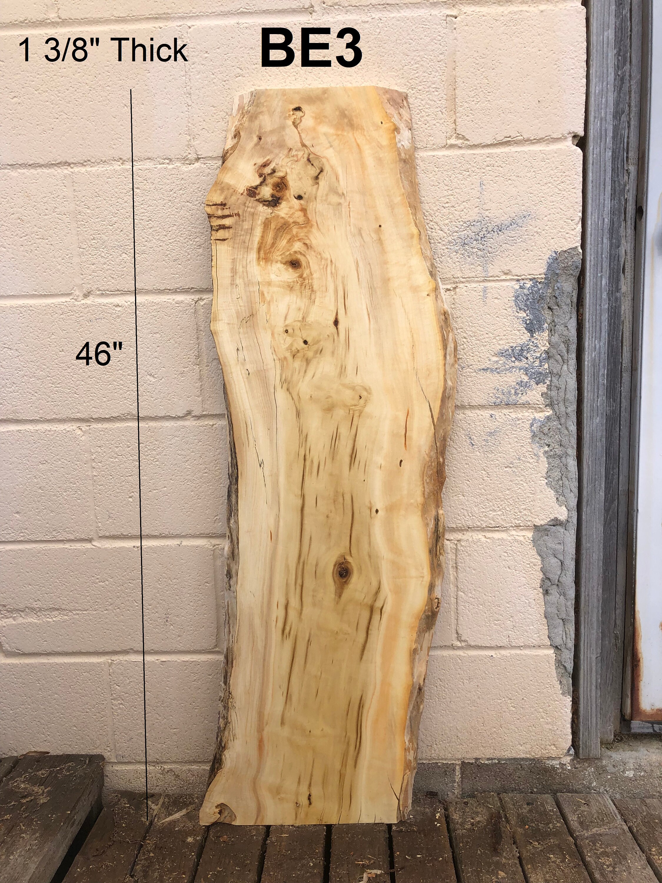 Box Elder Maple Live Edge Slabs, Creamy Lighter Colored Wood