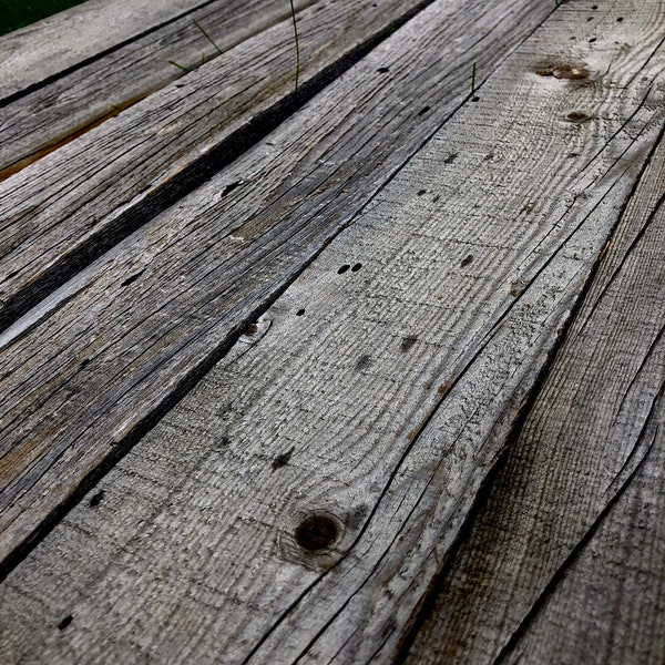 1x6 and 2x6 Reclaimed Weathered Old Aged Antique Wood Boards, Lumber, and Planks, 1" 2" Thick, Grey Cracking, Long Length Very Rustic Design