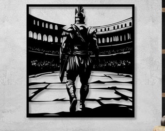 Gladiator Metal Wall Art, Roman Warrior Decor, Gladiator Arena Wall Hanging, Ancient Roman Gladiator, Home Office Decor Gift