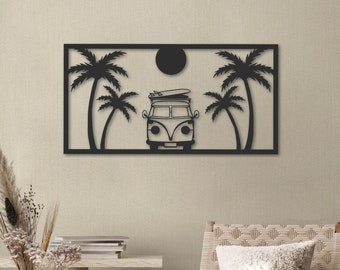 Summer Vibe Wall Art, Palm Island Metal Wall Decor, Beach House Metal Wall Art, Outdoor Summer Decor, Florida Miami Vibe Metal Wall Art