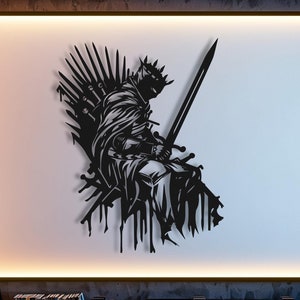Iron Throne Metal Wall Art: Medieval King on Swords Decor