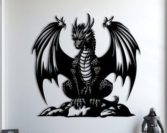 Black Dragon Metal Wandkunst: Gothic Fantasy Wohnkultur